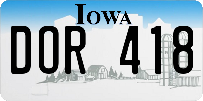 IA license plate DOR418