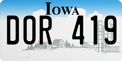 IA license plate DOR419