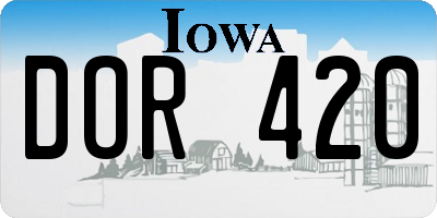 IA license plate DOR420