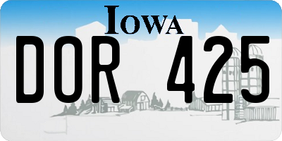 IA license plate DOR425