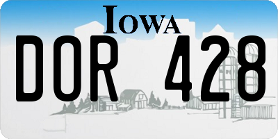 IA license plate DOR428