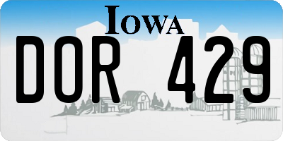 IA license plate DOR429