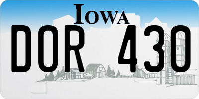 IA license plate DOR430