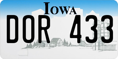 IA license plate DOR433