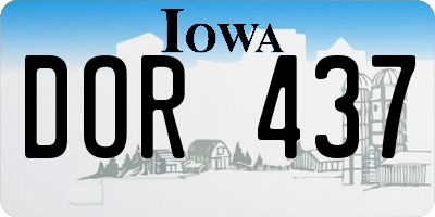 IA license plate DOR437