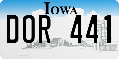 IA license plate DOR441