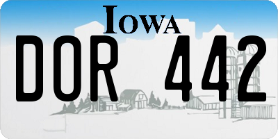 IA license plate DOR442