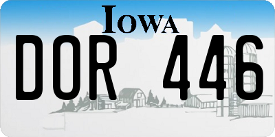 IA license plate DOR446