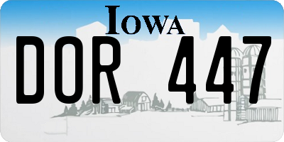 IA license plate DOR447