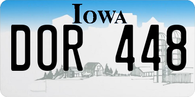 IA license plate DOR448