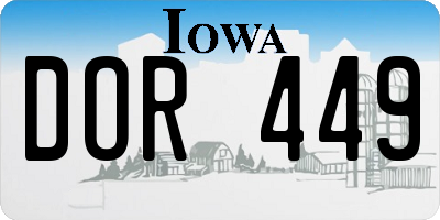 IA license plate DOR449