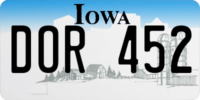 IA license plate DOR452