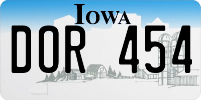 IA license plate DOR454
