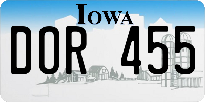 IA license plate DOR455