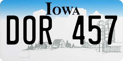 IA license plate DOR457