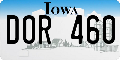IA license plate DOR460