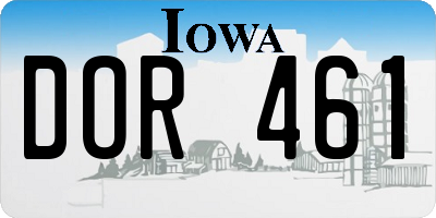 IA license plate DOR461