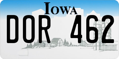 IA license plate DOR462