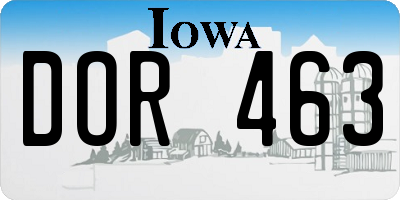 IA license plate DOR463