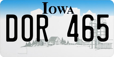 IA license plate DOR465