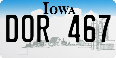 IA license plate DOR467