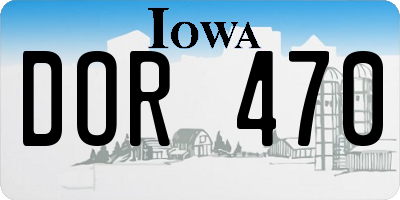 IA license plate DOR470