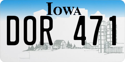 IA license plate DOR471