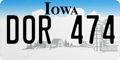IA license plate DOR474