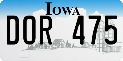 IA license plate DOR475