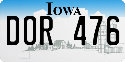 IA license plate DOR476