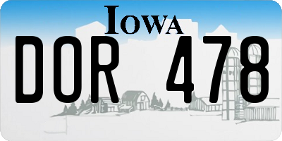 IA license plate DOR478