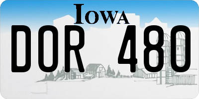IA license plate DOR480