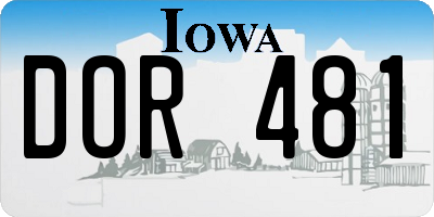 IA license plate DOR481