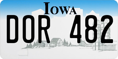 IA license plate DOR482