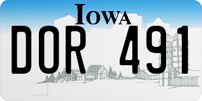 IA license plate DOR491