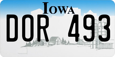 IA license plate DOR493