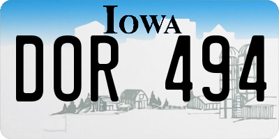 IA license plate DOR494
