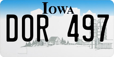 IA license plate DOR497