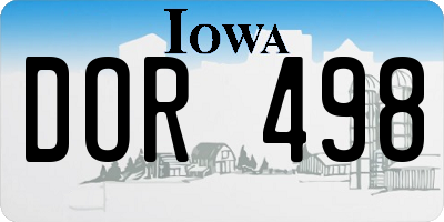 IA license plate DOR498