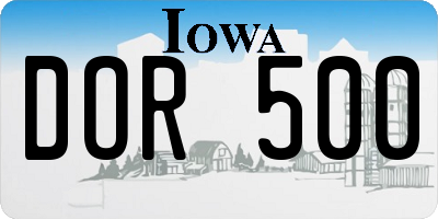 IA license plate DOR500