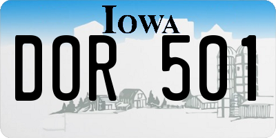 IA license plate DOR501
