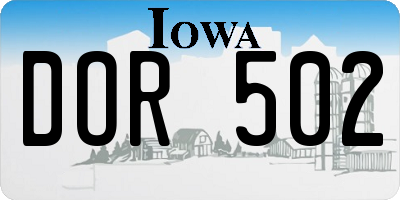 IA license plate DOR502
