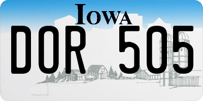 IA license plate DOR505