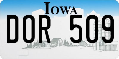 IA license plate DOR509