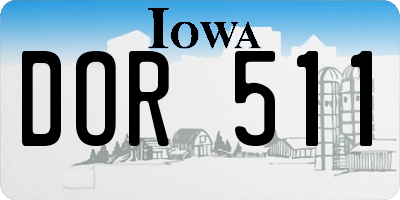 IA license plate DOR511