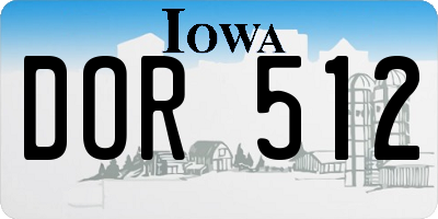 IA license plate DOR512