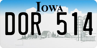 IA license plate DOR514