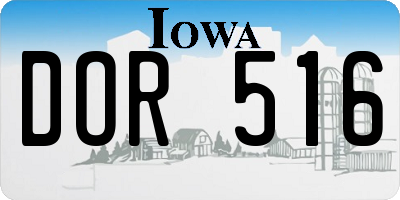 IA license plate DOR516
