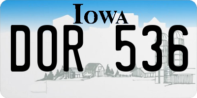 IA license plate DOR536