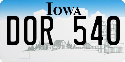 IA license plate DOR540